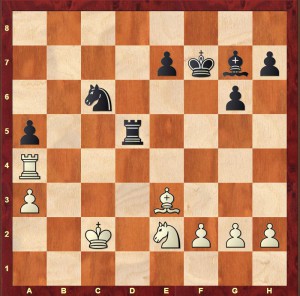 The position after Black's 23rd move in Sadler-Svidler Tilburg 1998.