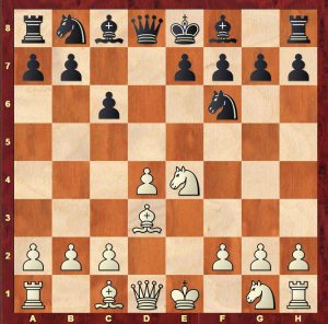 Alekhine - Winter Hastings 1936/7 after Alekhine's enterprising gambit against the Caro-Kann starting with 5.Bd3 