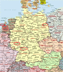 The 6 locations of the 1929 World Championship match between Alekhine and Bogolyubow