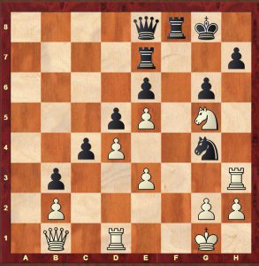 Position after Black's 28th move, Stahlberg-Bogolyubow 3rd match game Gothenburg 1930